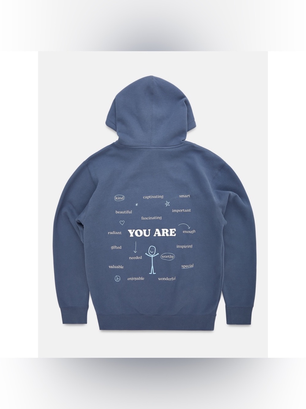 HAPPINESS PROJECT Encouragement Hoodie Mental Health Awareness Blue Size Small